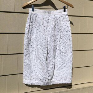 Opening Cermony White Cotton Eyelet Pleated Pencil